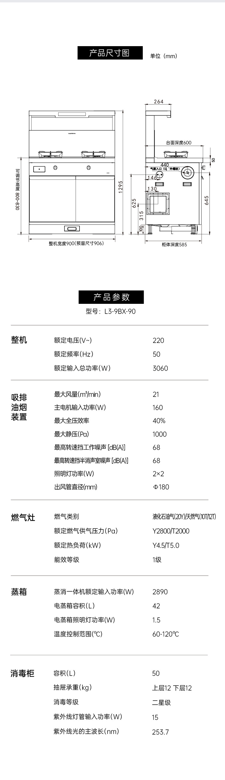 帥豐理想L3左蒸右消毒集成灶